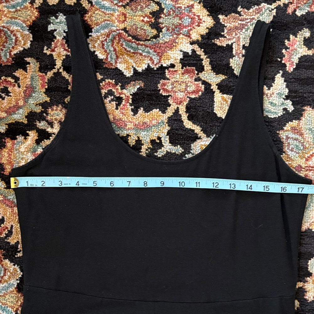 Chic Black Sleeveless Cotton Blend Knit Midi Dress with Full Skirt Size Large - Picture 5 of 8